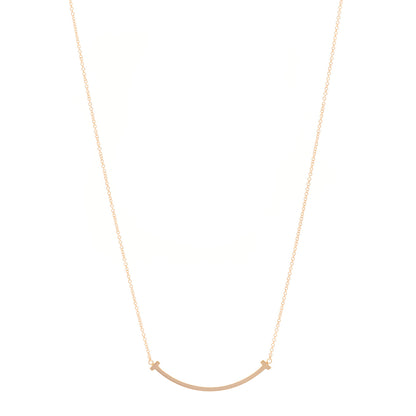 Tiffany 18K Rose Gold Small T Smile Pendant Necklace 1 of 4