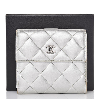 Chanel Metallic Lambskin Quilted Compact French Flap Wallet Silver 15 of 15