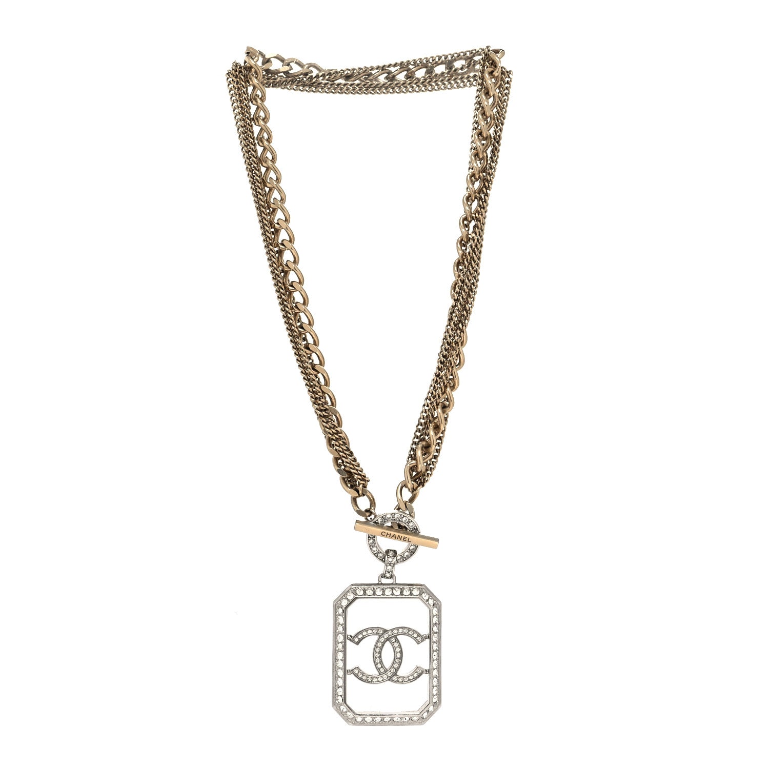 Chanel Crystal Chain CC Multi Strand Necklace Gold 3 of 5