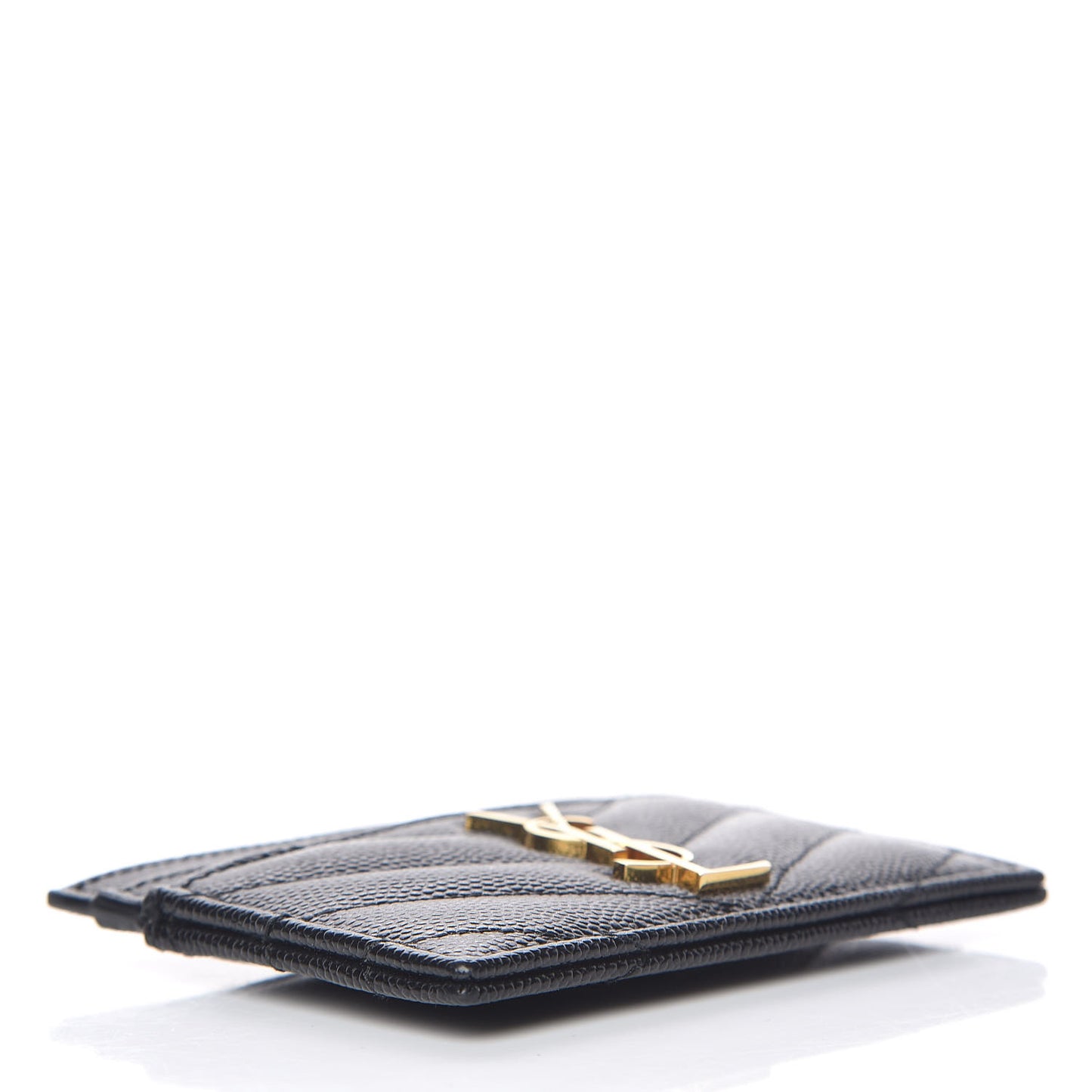 Grain De Poudre Matelasse Chevron Monogram Credit Card Case Black