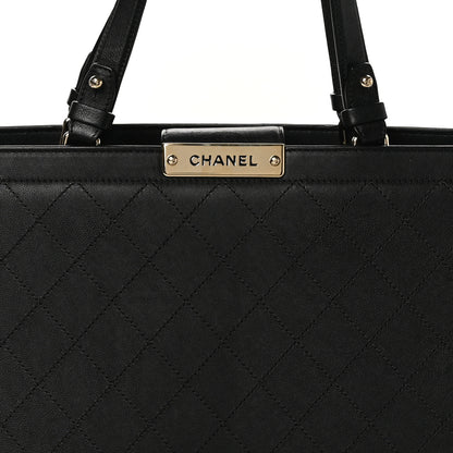 Chanel Grained Calfskin Stitched Large Label Click Shopper Tote Black 8 of 10