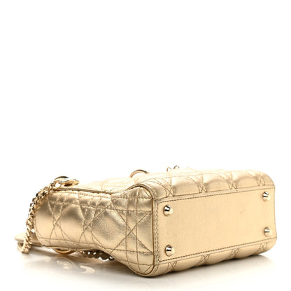 Christian Dior Metallic Lambskin Cannage Mini Lady Dior Gold 4 of 16