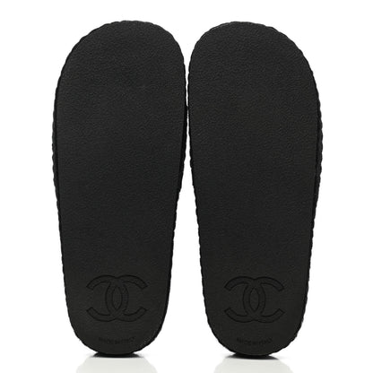 Chanel Knit Braided Slide Sandals 38 Black 5 of 9