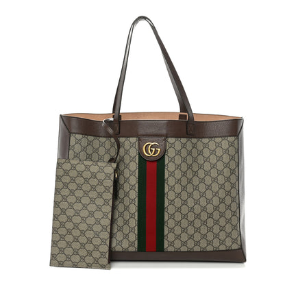 Gucci GG Supreme Monogram Web Ophidia Tote Brown 3 of 15