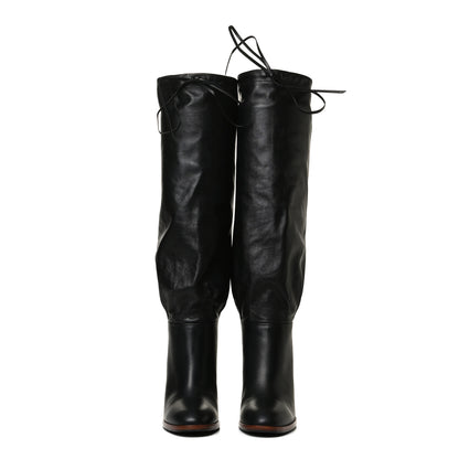 Gucci Deauville Calfskin Cinched Knee High Boots 39.5 Black 2 of 11