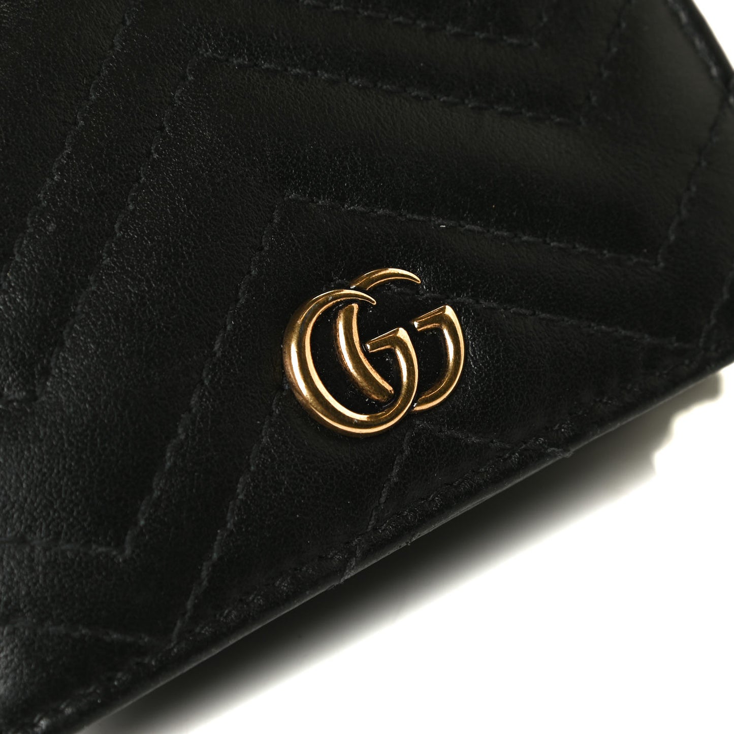 Calfskin Matelasse GG Marmont Card Case Wallet Black