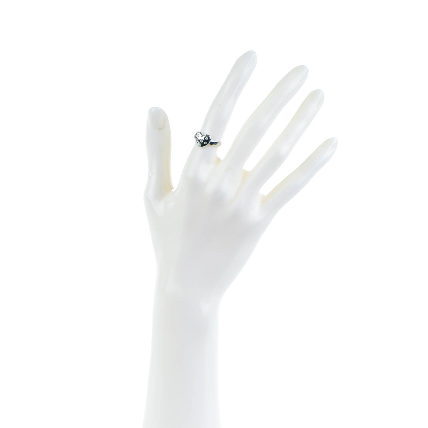 Tiffany 18K White Diamond Etoile Heart Band Ring 5 3 of 7