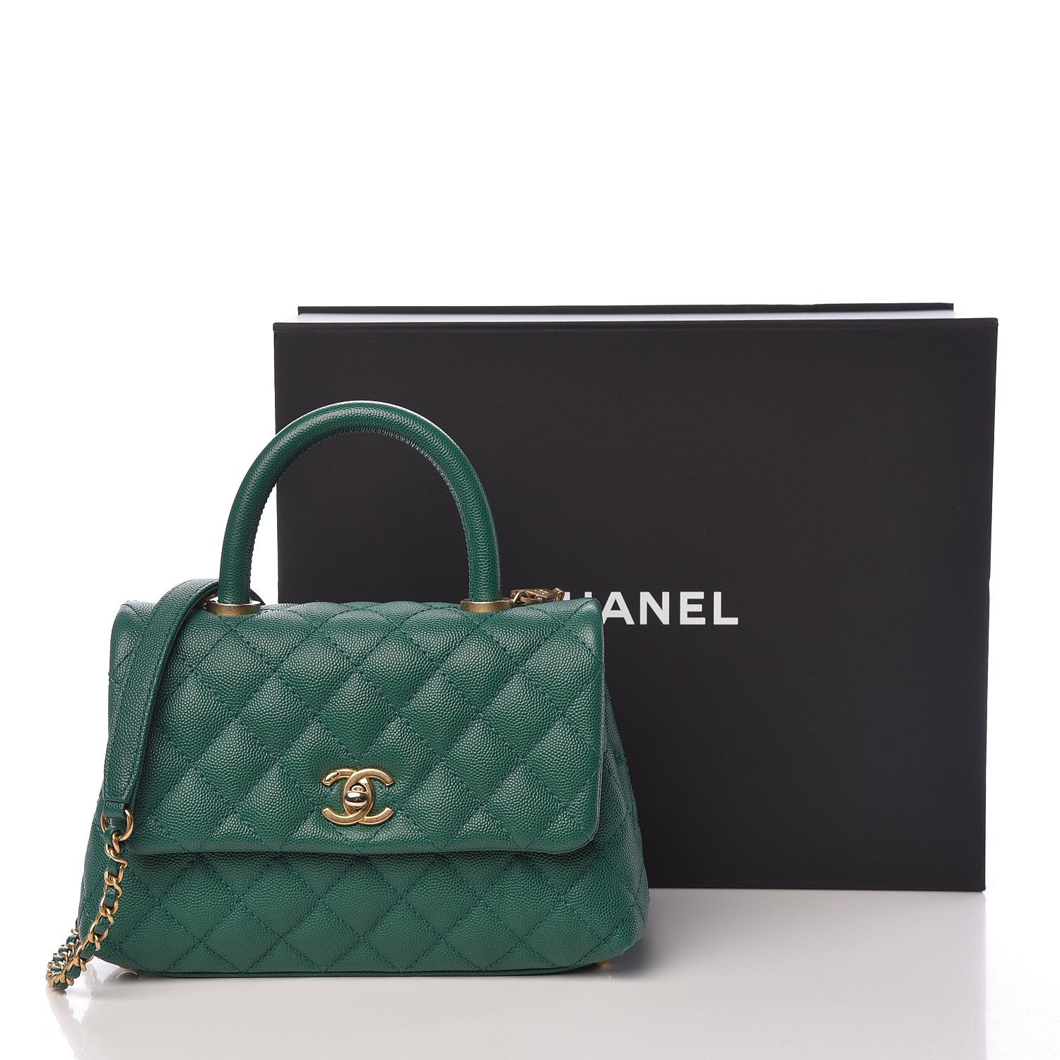 Chanel Caviar Quilted Mini Coco Handle Flap Green 11 of 11