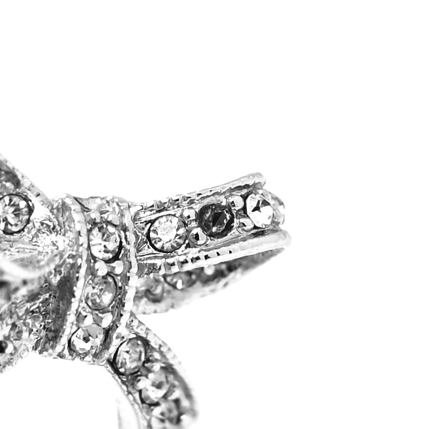 Crystal Bow Earrings Silver