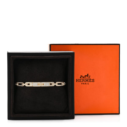 Hermes 18K Yellow Gold Diamond Full Pave PM Kelly Chaine Bracelet SH 4 of 4
