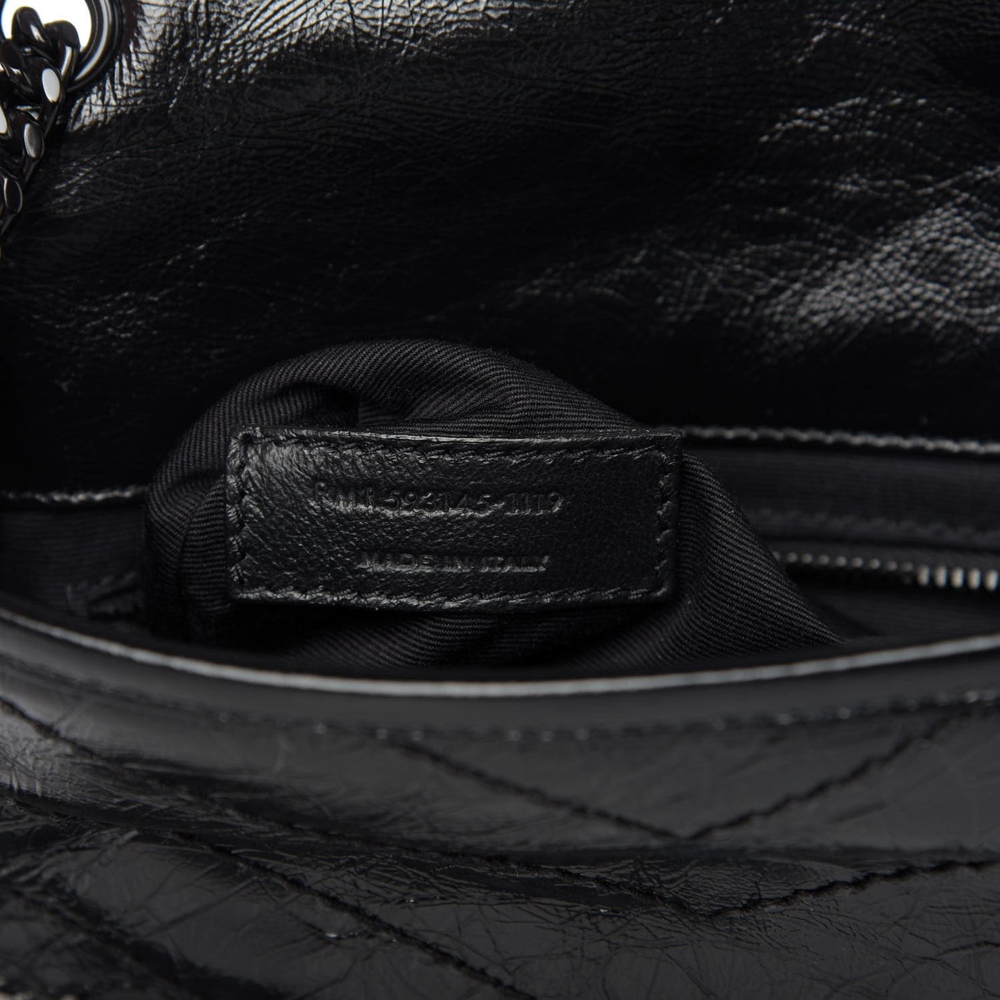 Crinkled Calfskin Matelasse Monogram Niki Chain Wallet Black
