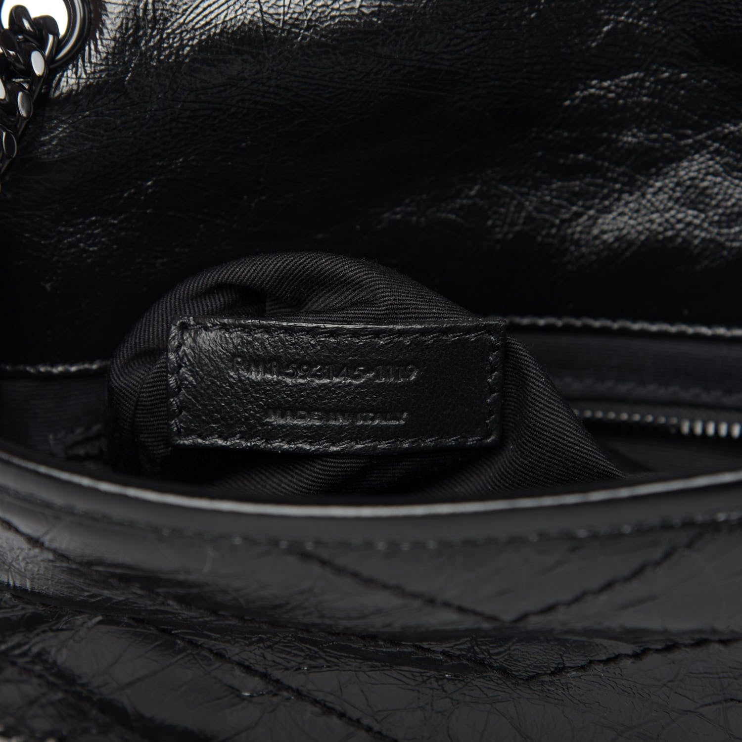 Saint Laurent Crinkled Calfskin Matelasse Monogram Niki Chain Wallet Black 9 of 9