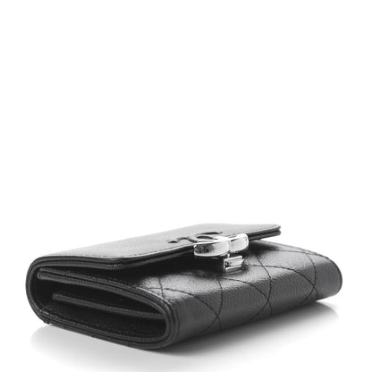 Chanel Grained Calfskin Quilted CC Box Compact Flap Wallet Black 4 of 7