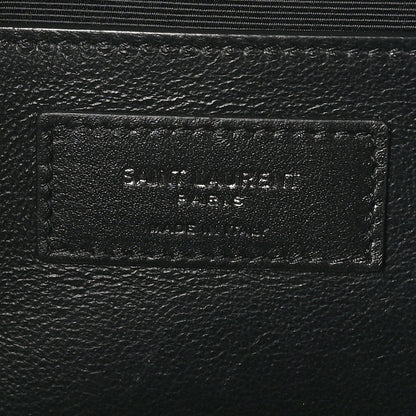 Saint Laurent Grain De Poudre Textured Mixed Matelasse Triquilt Medium Monogram Monochrome Satchel Black 6 of 10