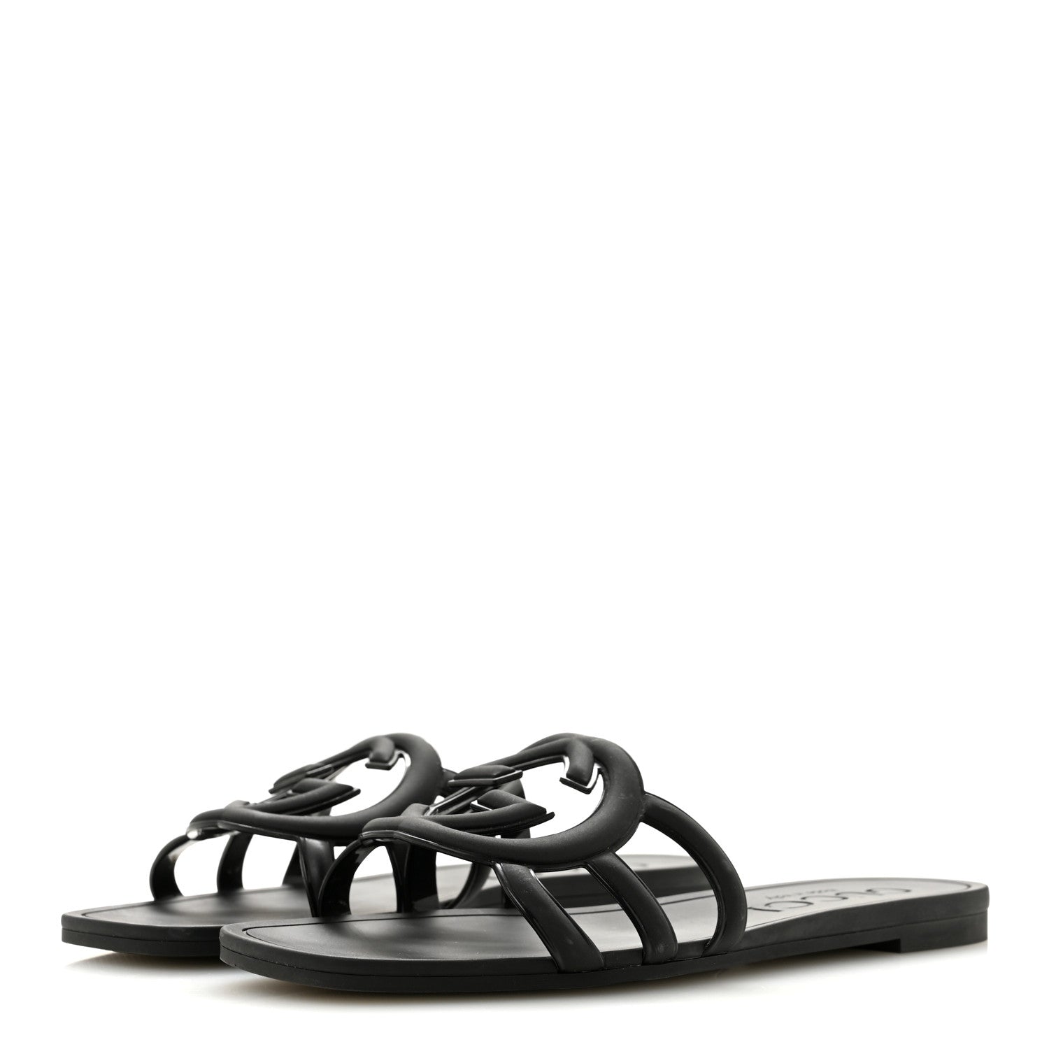 Gucci Rubber Womens Interlocking G Slide Sandals 36 Black 4 of 10
