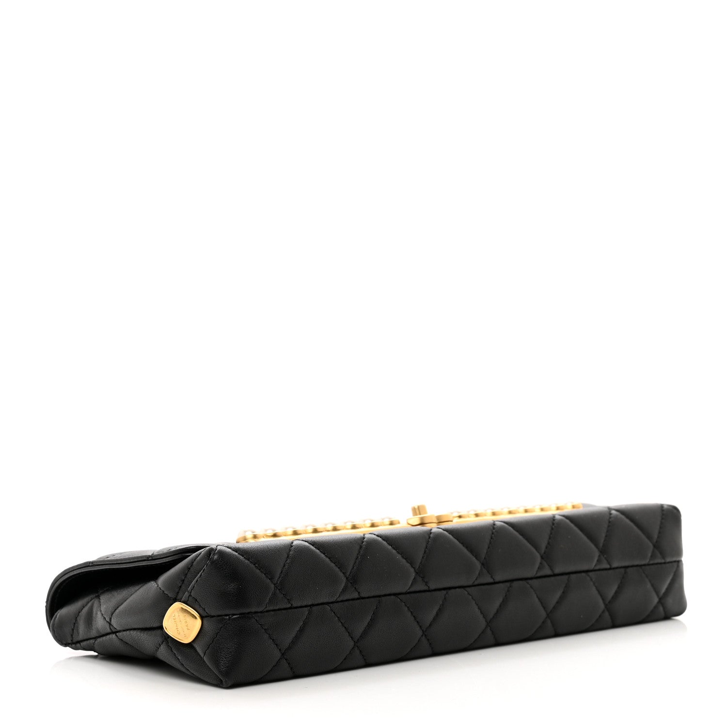Chanel Lambskin Quilted Pearl Clutch Black 4 of 9