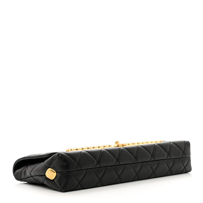 Chanel Lambskin Quilted Pearl Clutch Black 4 of 9