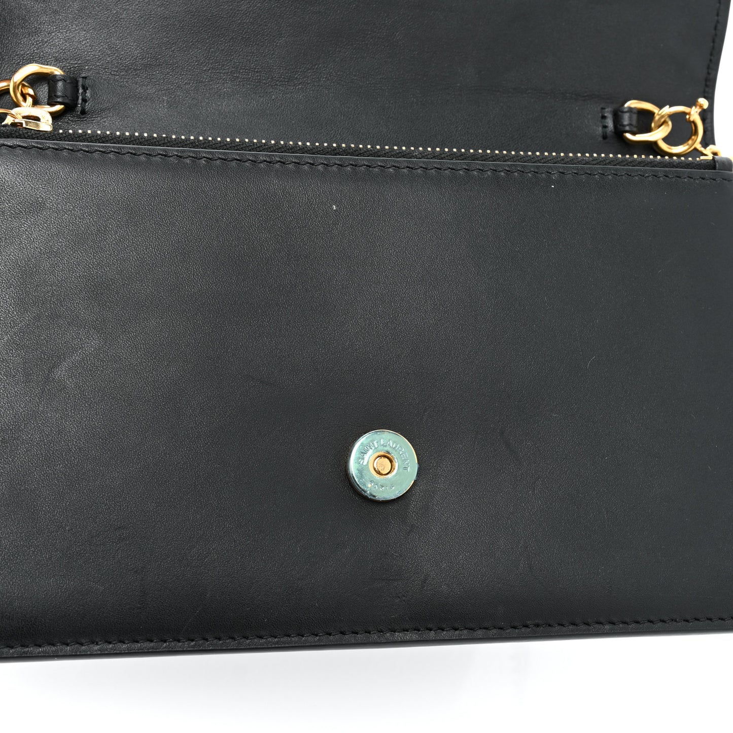 Smooth Calfskin Classic Monogram Kate Tassel Chain Wallet Black