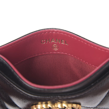 Chanel Shiny Goatskin Quilted Chanel 19 Card Holder Black 5 of 8