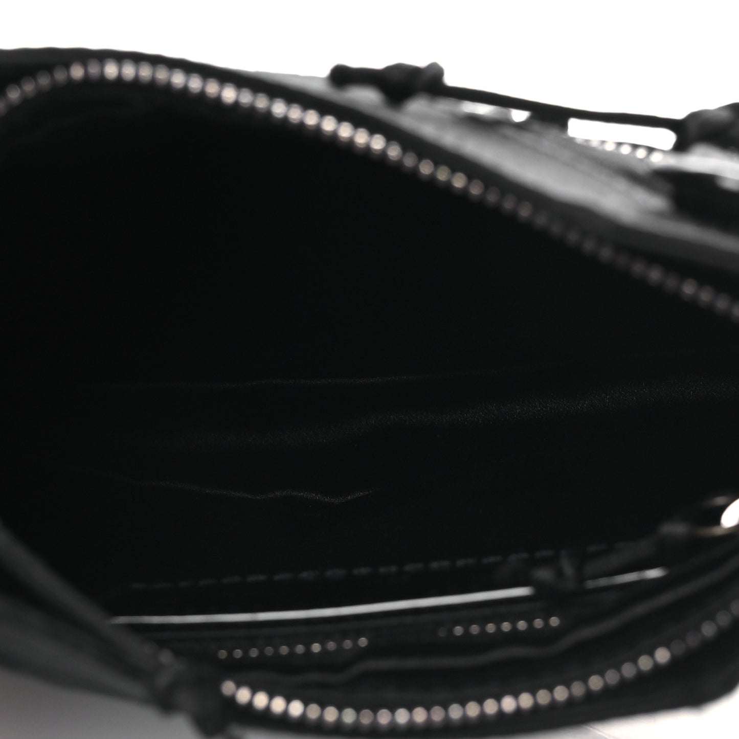 Satin Enamel Classique Chain Shoulder Bag Black