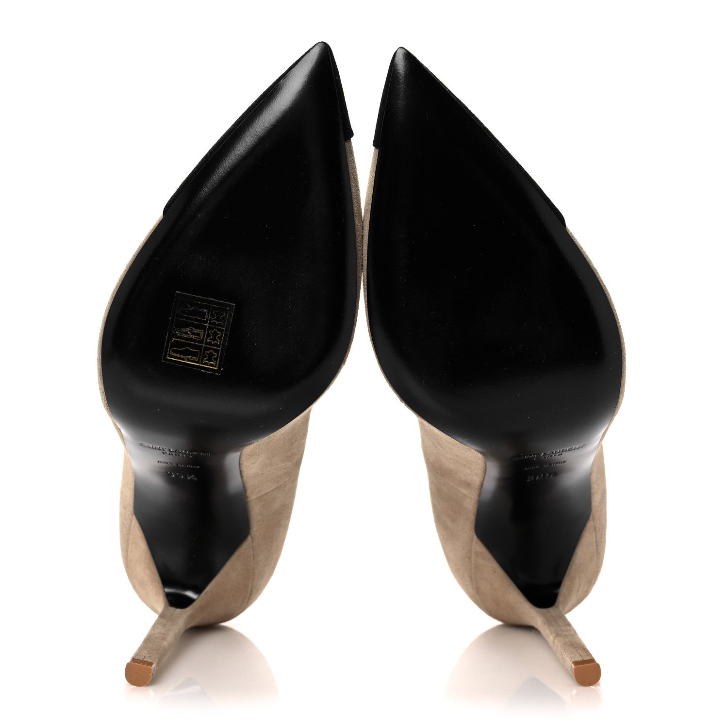 Saint Laurent Suede Calfskin Zoe 105 Pumps 39.5 Beige Black 5 of 9