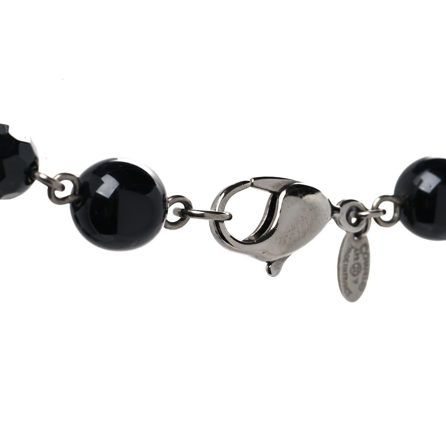 Chanel Ruthenium Pearl Beaded CC Long Necklace Black 4 of 5