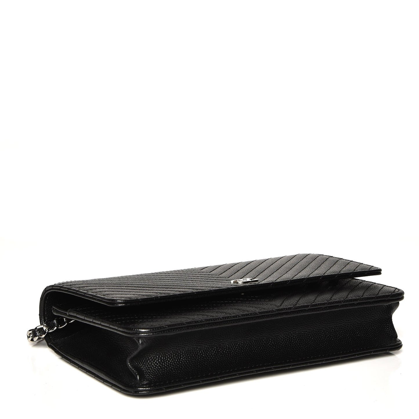 Caviar Chevron Quilted Wallet On Chain WOC Black