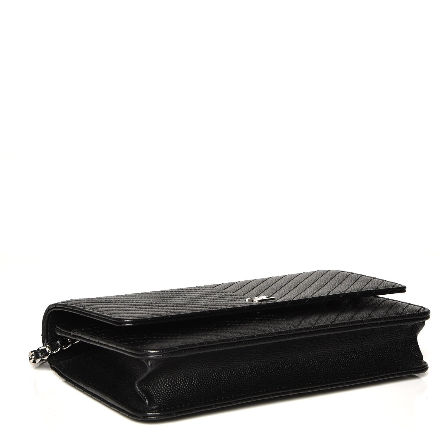 Chanel Caviar Chevron Quilted Wallet On Chain WOC Black 4 of 8