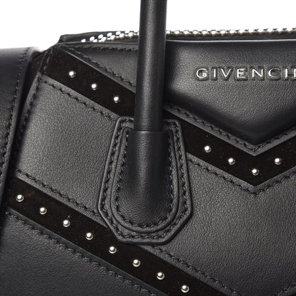 Givenchy Calfskin Suede Mini Studded Chevron Antigona Black 17 of 18
