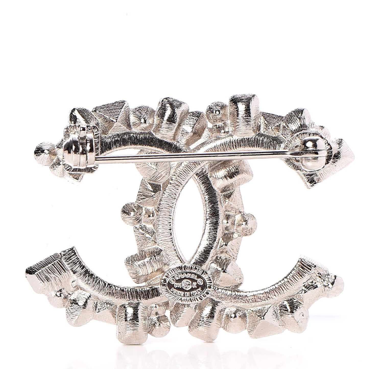Baguette Crystal CC Brooch Silver Black