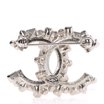 Chanel Baguette Crystal CC Brooch Silver Black 3 of 4