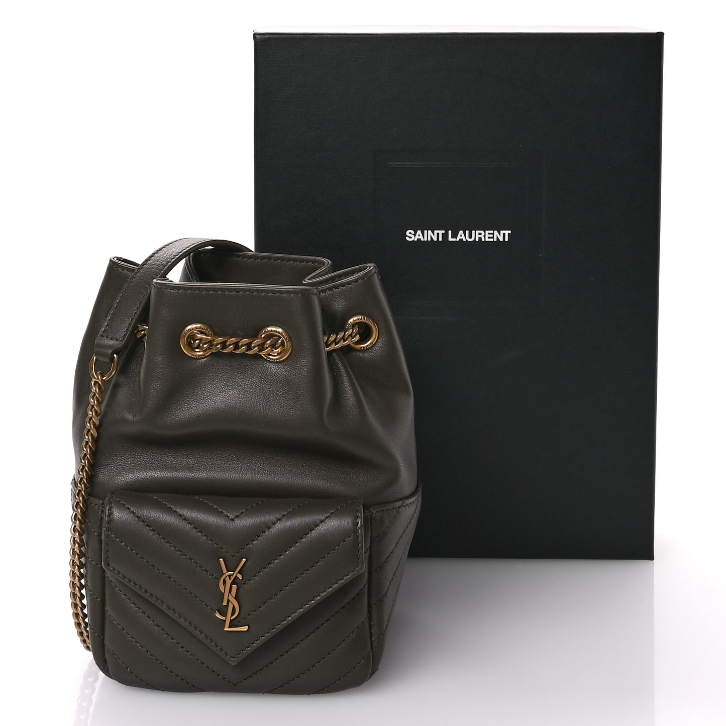 Lambskin Matelasse Monogram Joe Nano Bucket Bag Light Musk