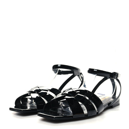 Saint Laurent Patent Calfskin Tribute 05 Ankle Strap Sandals 36.5 Black 3 of 8