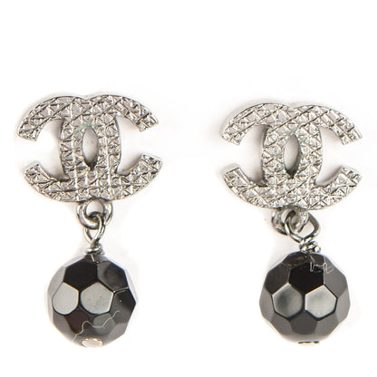 Chanel CC Bead Drop Earrings Black 1 of 6