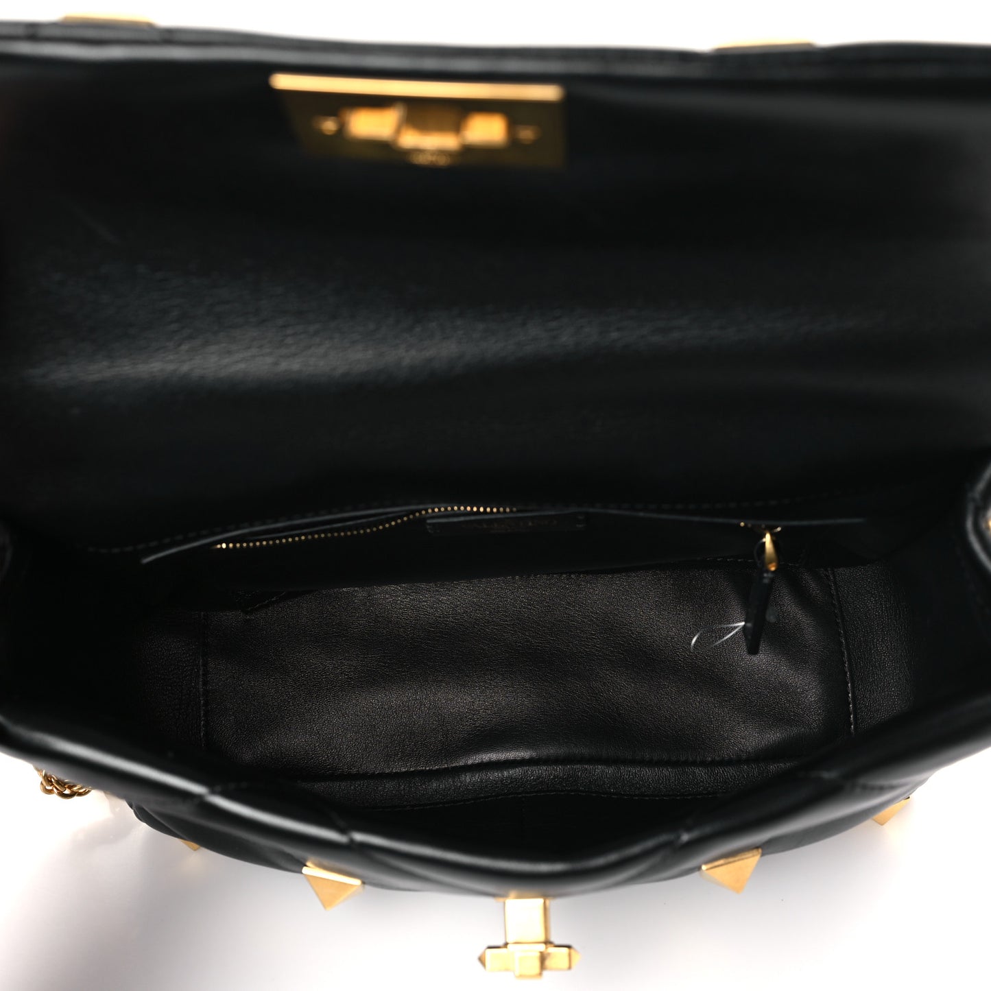 Nappa Large Roman Stud Shoulder Bag Black