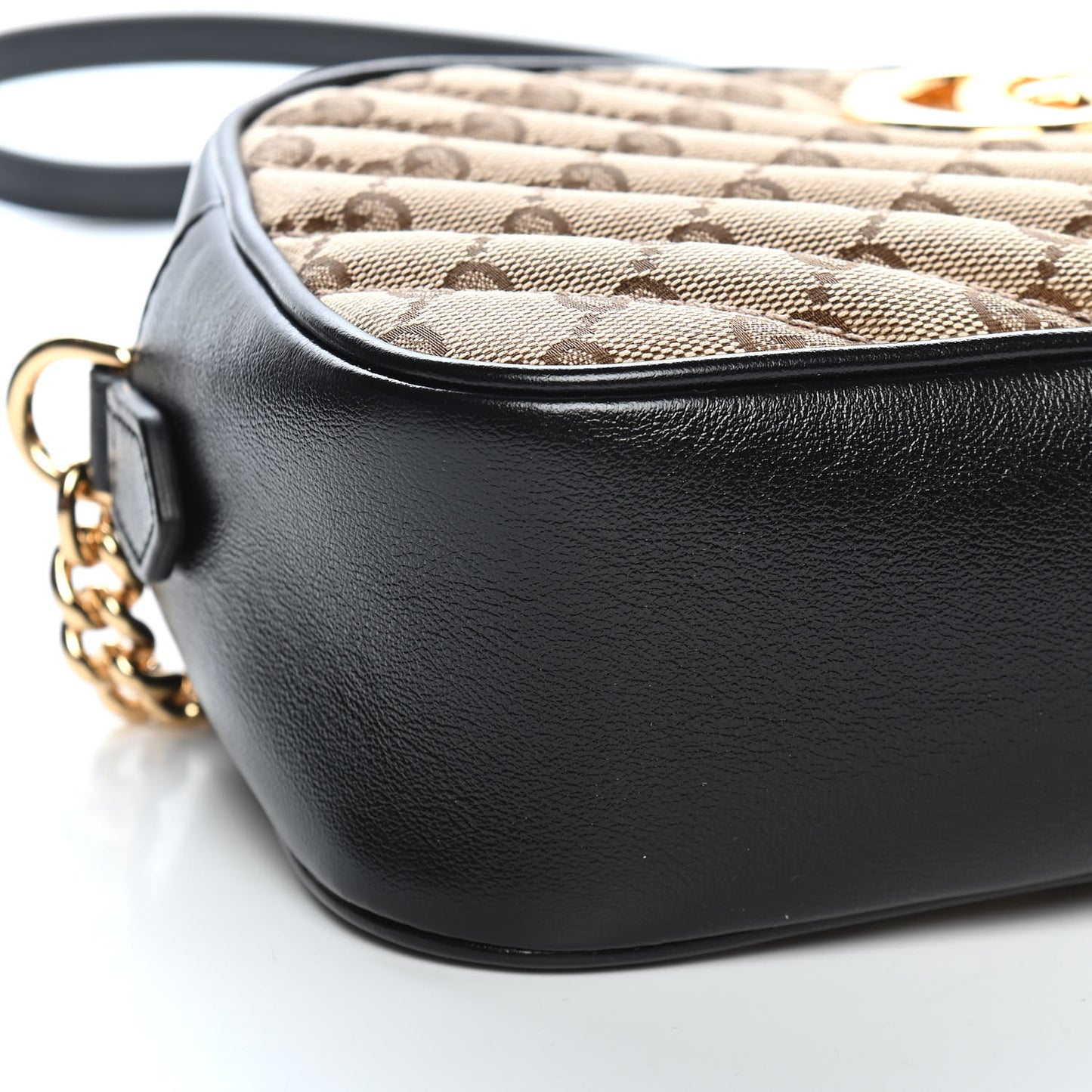 Monogram Matelasse Diagonal Small GG Marmont Chain Shoulder Bag Beige Black