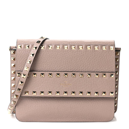Valentino Garavani Grained Calfskin Small Rockstud Flap Crossbody Bag Poudre 1 of 8