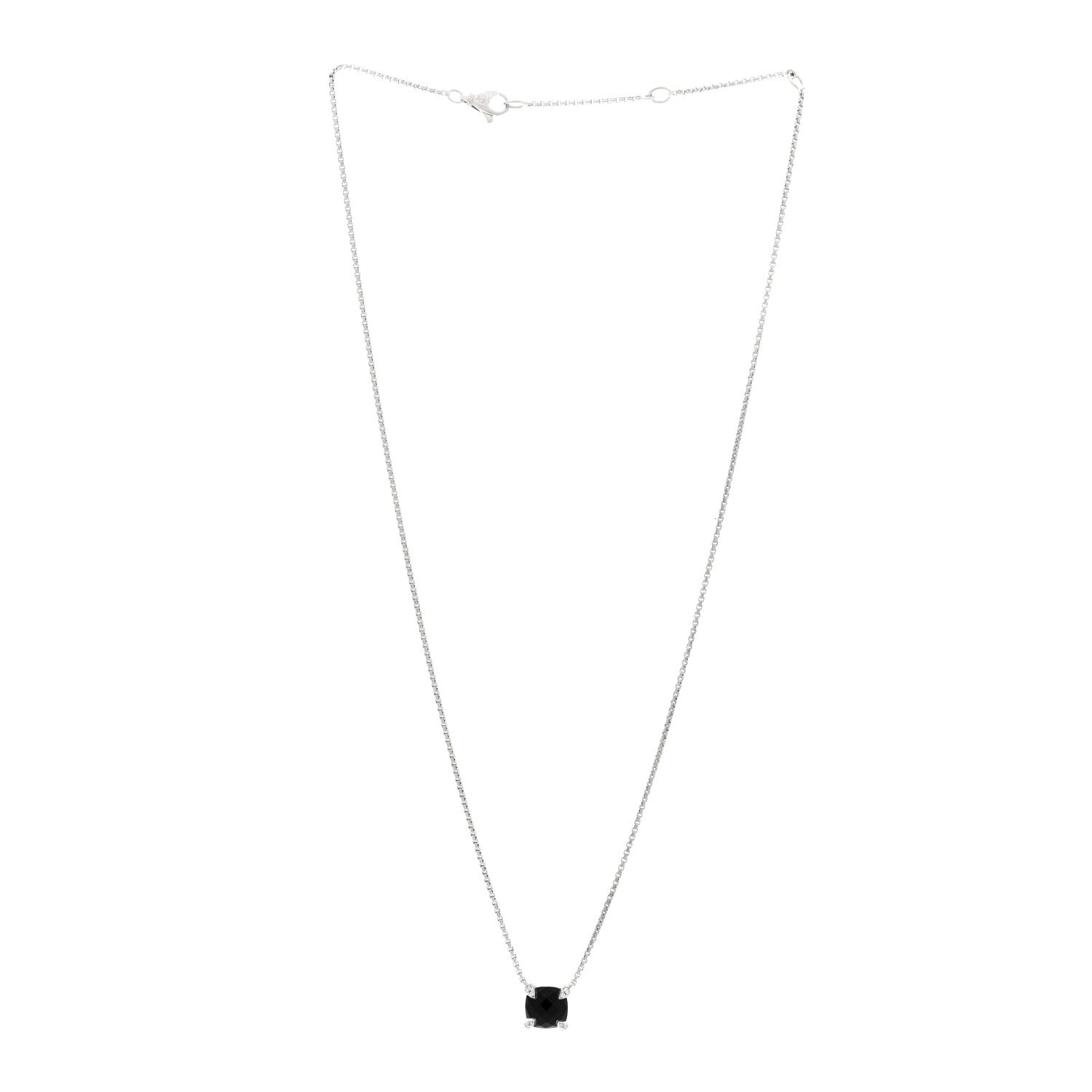 David Yurman Sterling Silver Diamond Black Onyx 7mm Chatelaine Pave Bezel Pendant Necklace 3 of 5