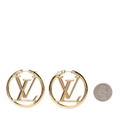 Louis Vuitton Metal Louise Hoop Earrings Gold 2 of 5