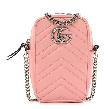 Gucci Calfskin Matelasse Mini GG Marmont Crossbody Bag Wild Rose 1 of 11