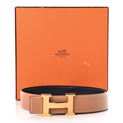 Hermes Box Courchevel 32mm H Belt 70 Bleu Marine Gold 8 of 8