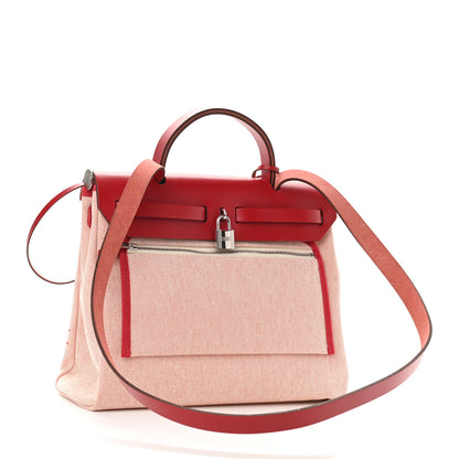 Hermes Vache Hunter Toile Pegase Pop Herbag Zip Retourne 31 PM Rouge Piment 3 of 11