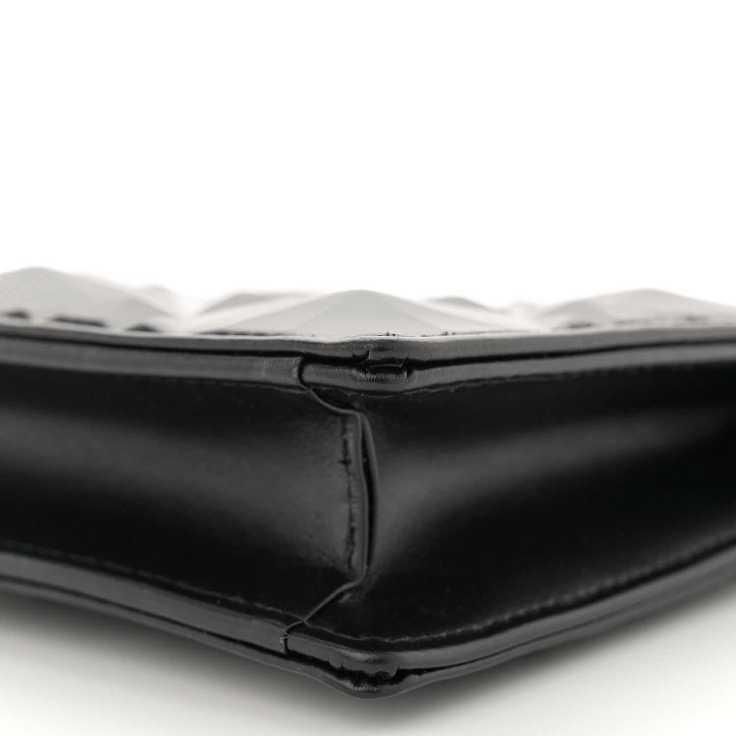 Christian Dior Calfskin Macrocannage Diamond Caro Zipped Pouch With Chain Black 10 of 14