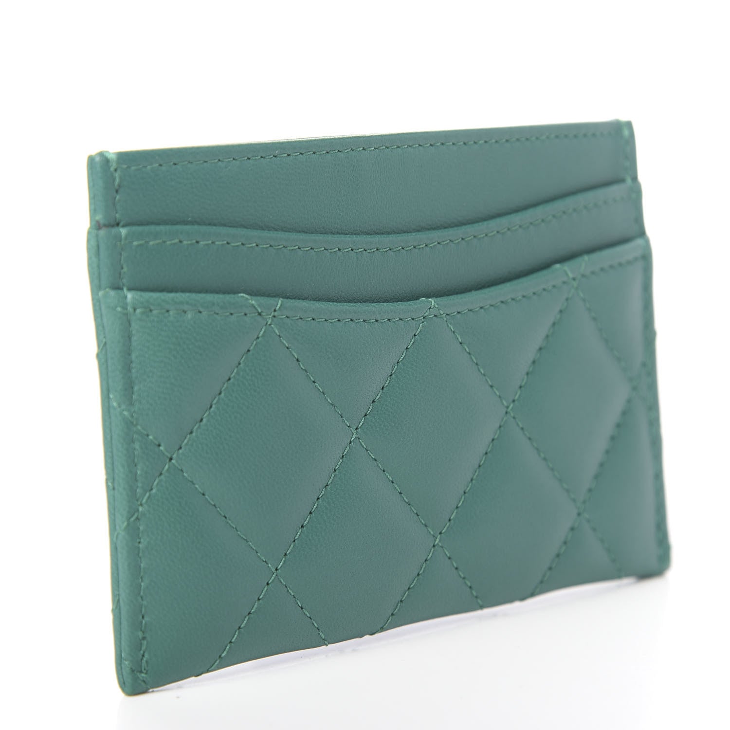 Chanel Lambskin Quilted Card Holder Green 3 of 9