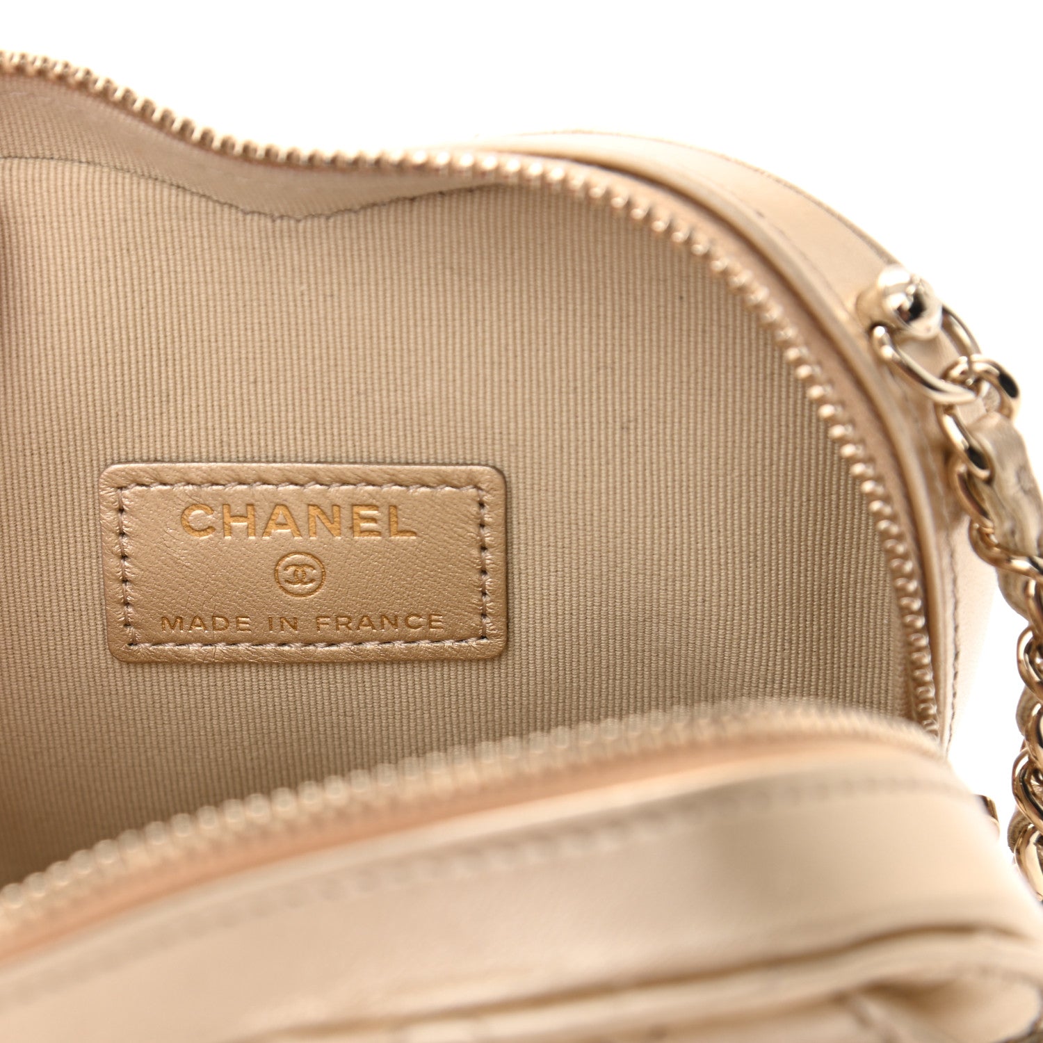 Chanel Metallic Lambskin Quilted CC In Love Heart Clutch With Chain Gold 6 of 11