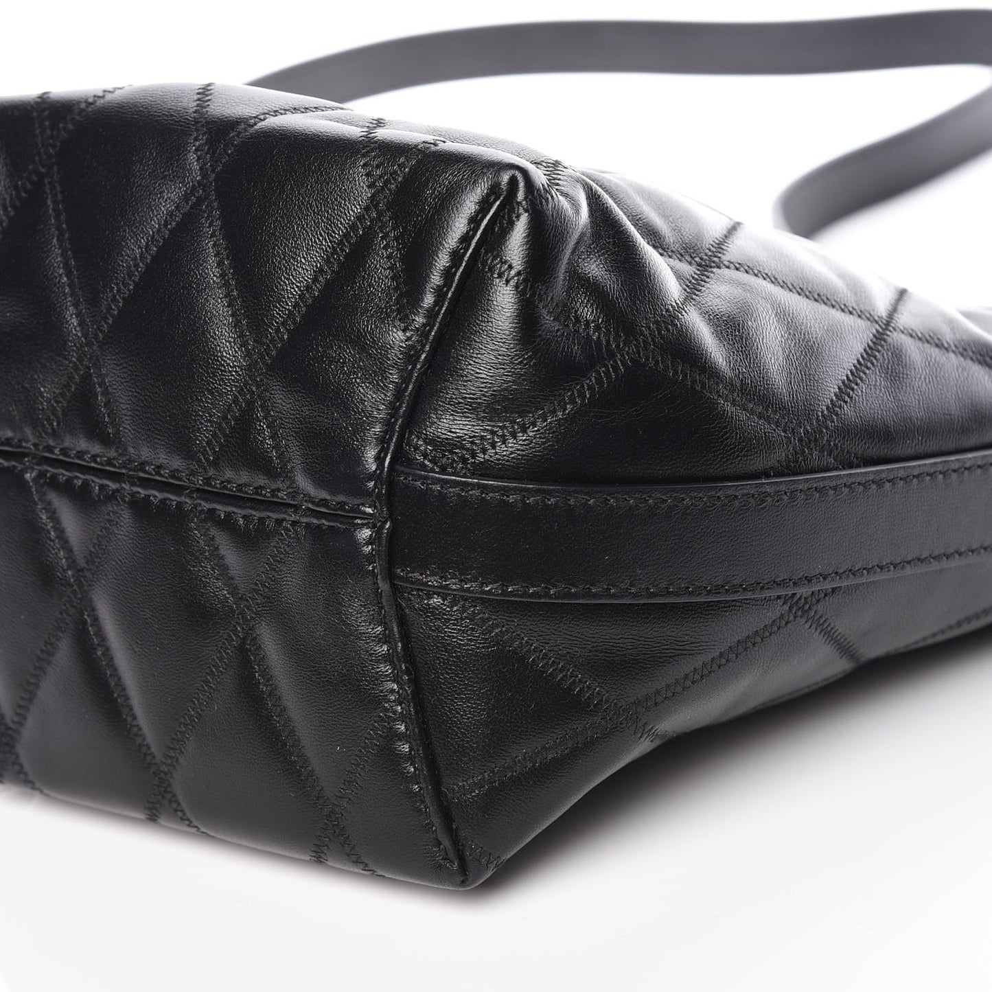Lambskin Quilted Mini GV Bucket Bag Black