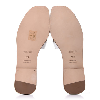Hermes Box Calfskin Oran Sandals 40.5 White 5 of 11