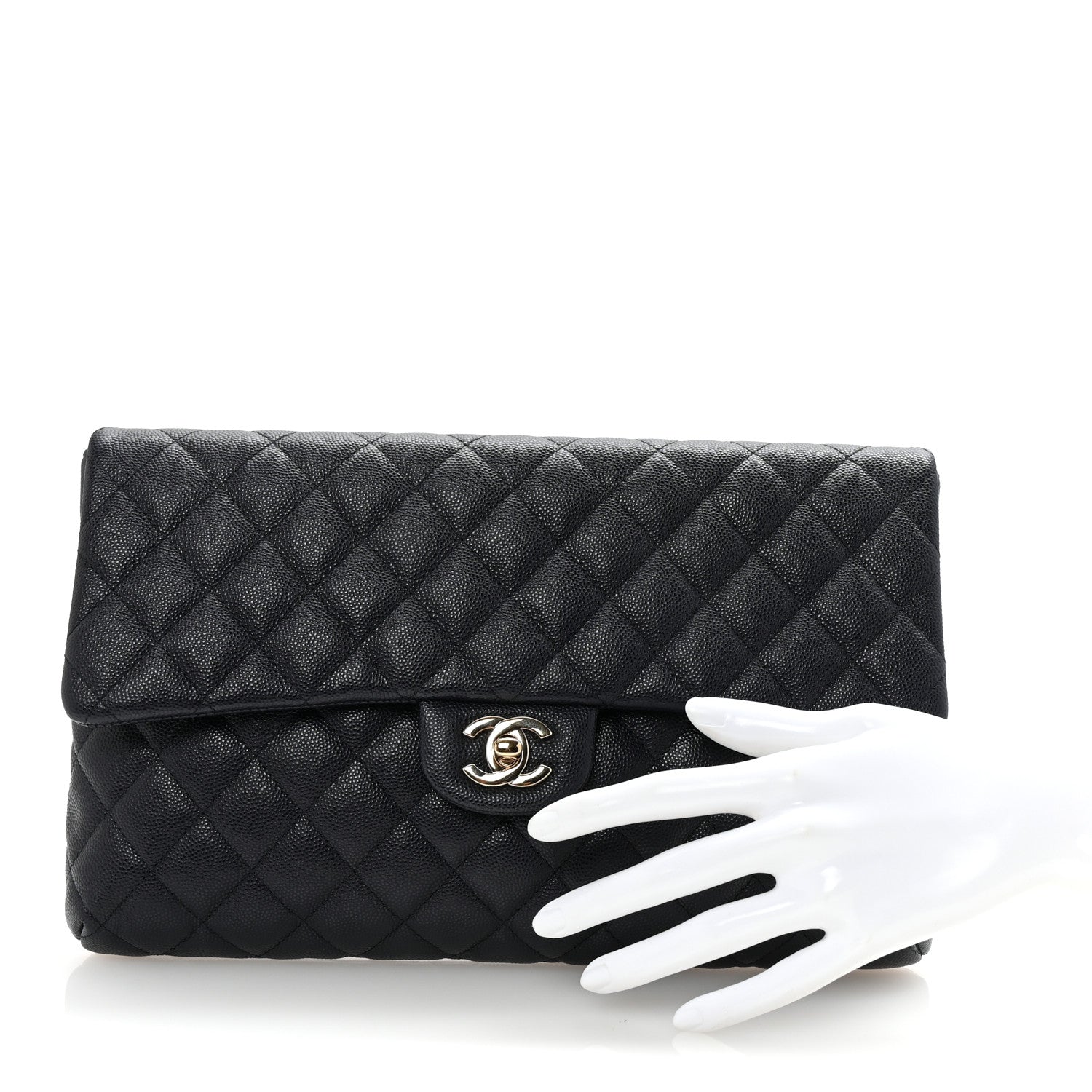 Chanel Caviar Quilted Flap Clutch Navy 2 of 7