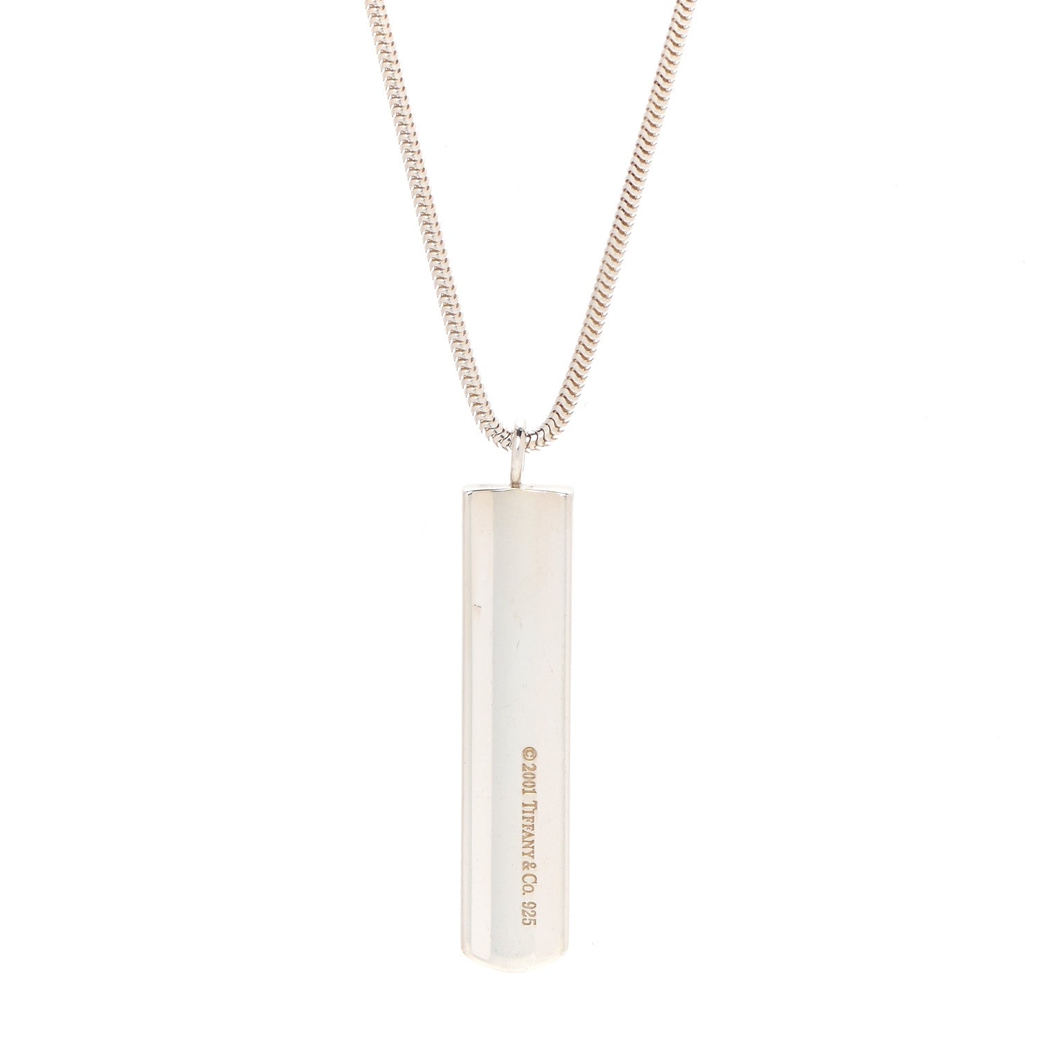 Tiffany Sterling Silver 1837 Bar Pendant Necklace 5 of 7