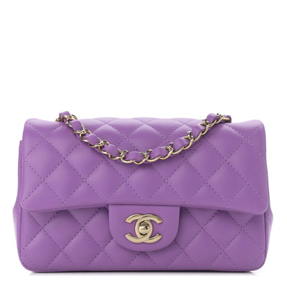 Chanel Lambskin Quilted Mini Rectangular Flap Purple 1 of 10